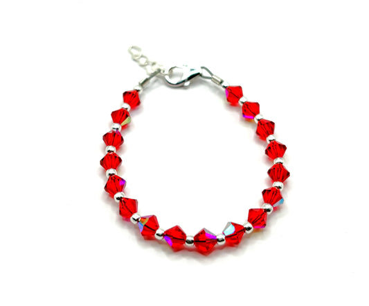 Sterling Silver & Red Crystal Bracelet Full Above